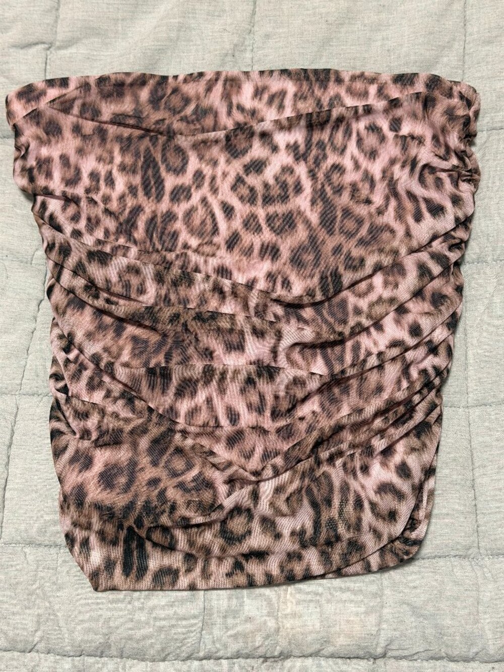 Anthropologie Pink Leopard Print Ruched Strapless Top Size Large NWT 💕